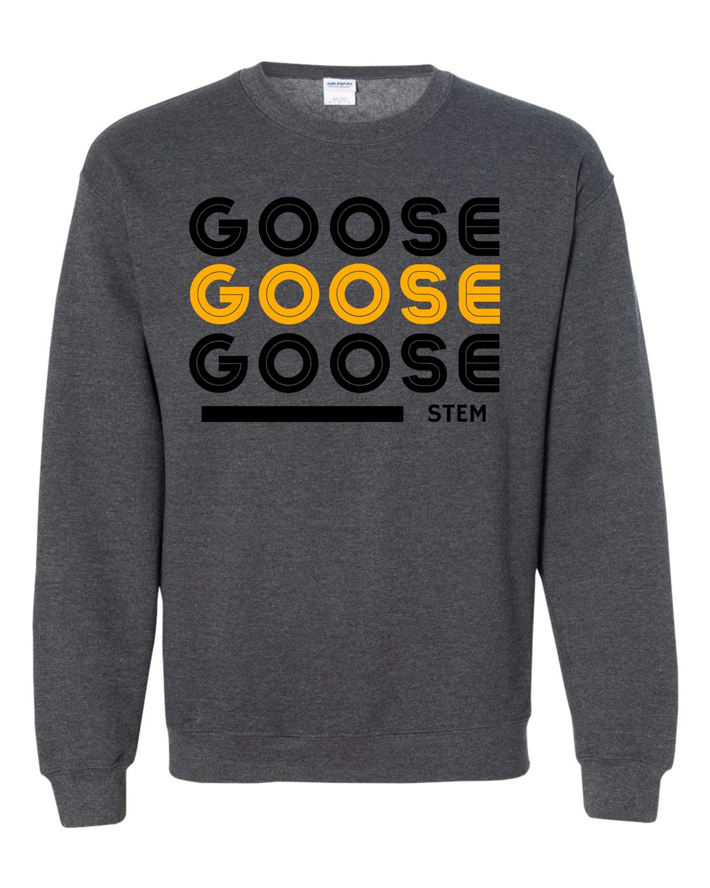 Goose Yellow Repeat Crewneck  - Dark Heather Grey