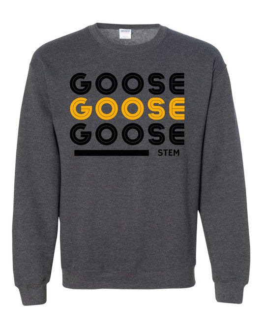 Goose Yellow Repeat Crewneck  - Dark Heather Grey