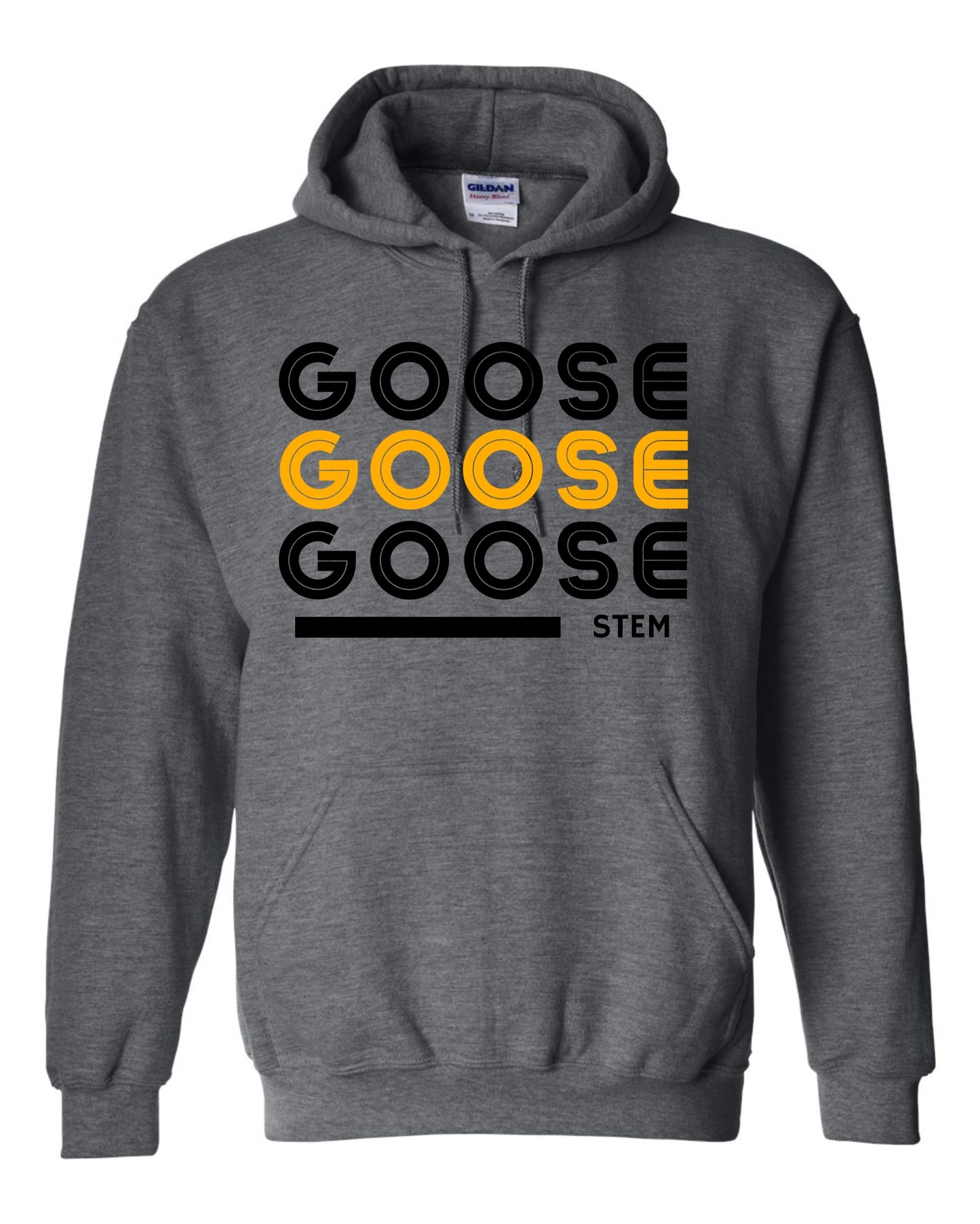 Goose Yellow Repeat Hoodie - DARK HEATHER GREY