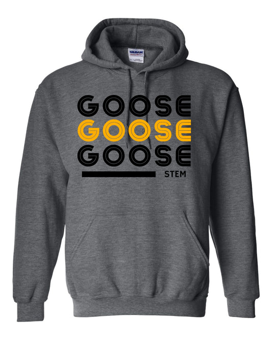 Goose Yellow Repeat Hoodie - DARK HEATHER GREY