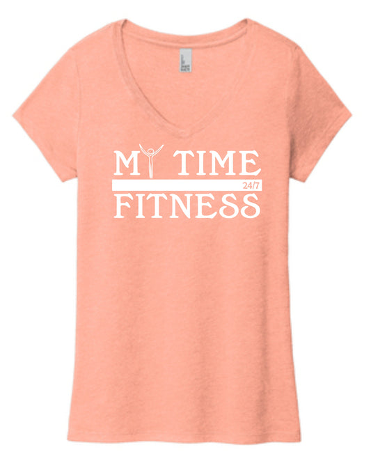 My Time Fitness Triblend Ladies V-neck T-Shirt Dusty Peach