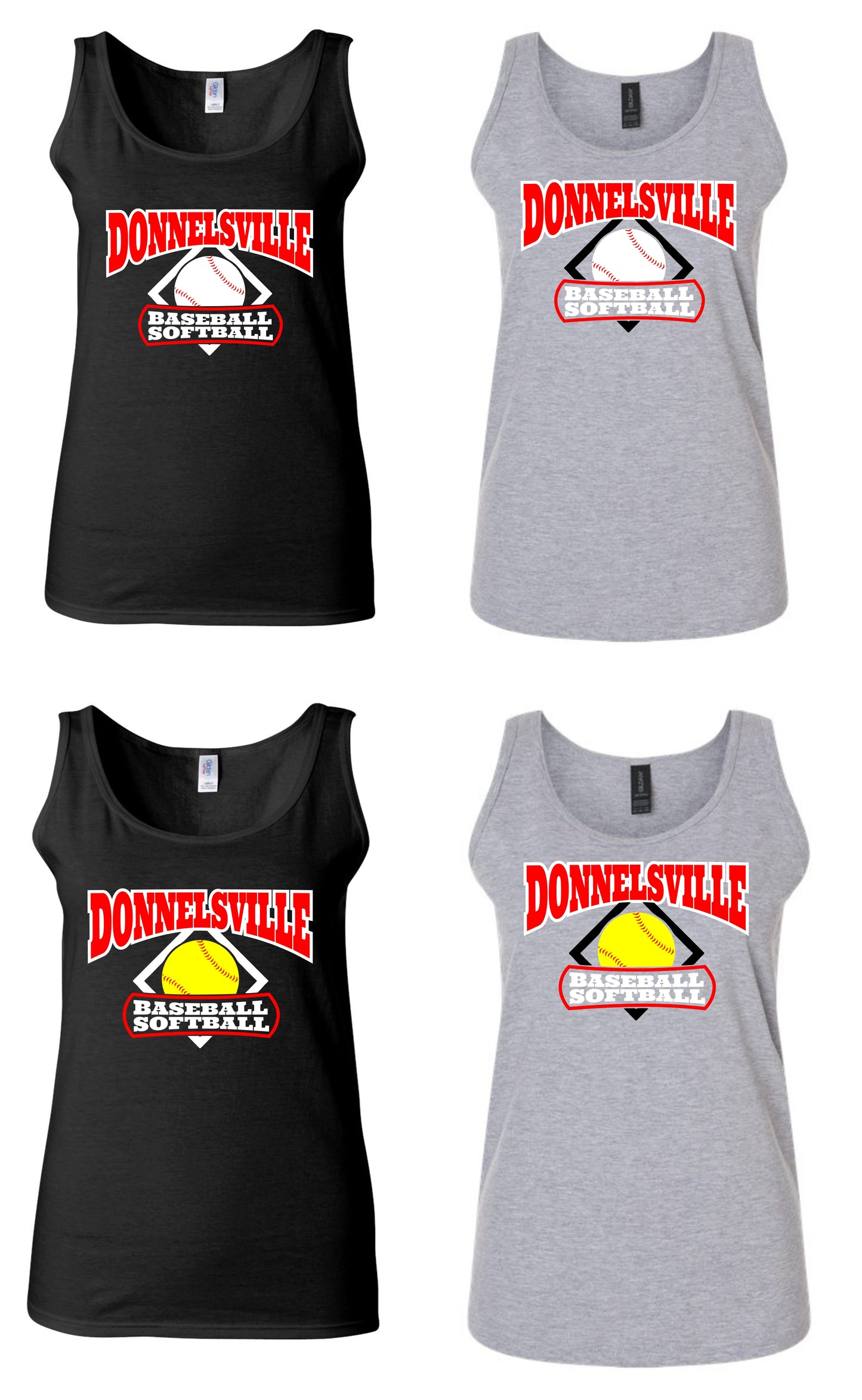 DBSA Baseball Softball Softstyle Tank - Black or Ath Grey