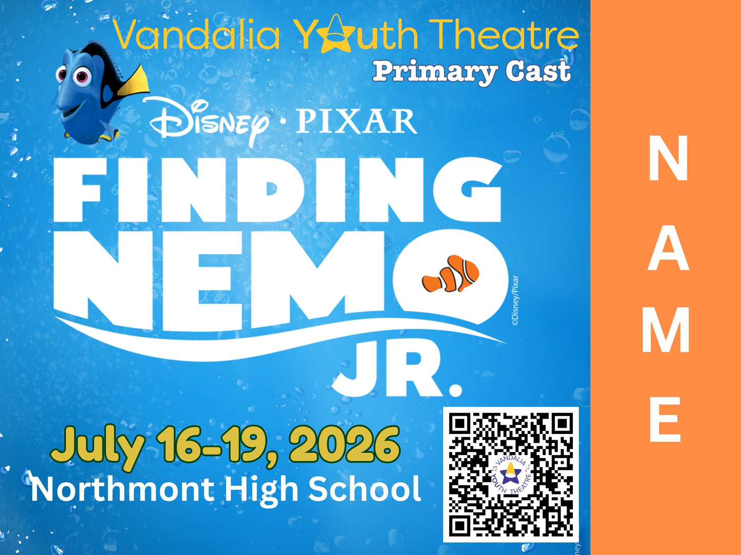 Vandalia Youth Theatre Production Summer 2026 Yard Sign