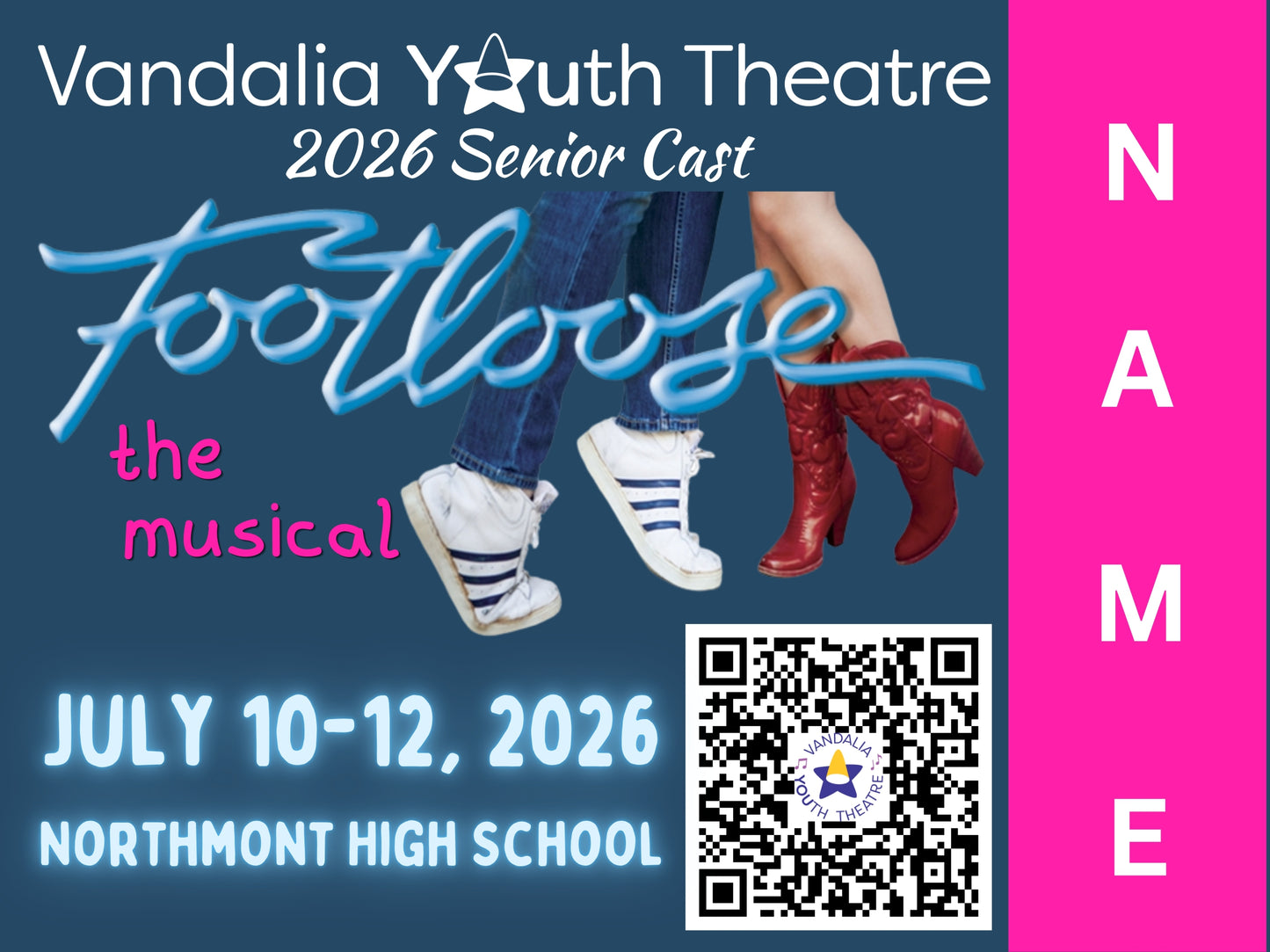 Vandalia Youth Theatre Production Summer 2026 Yard Sign