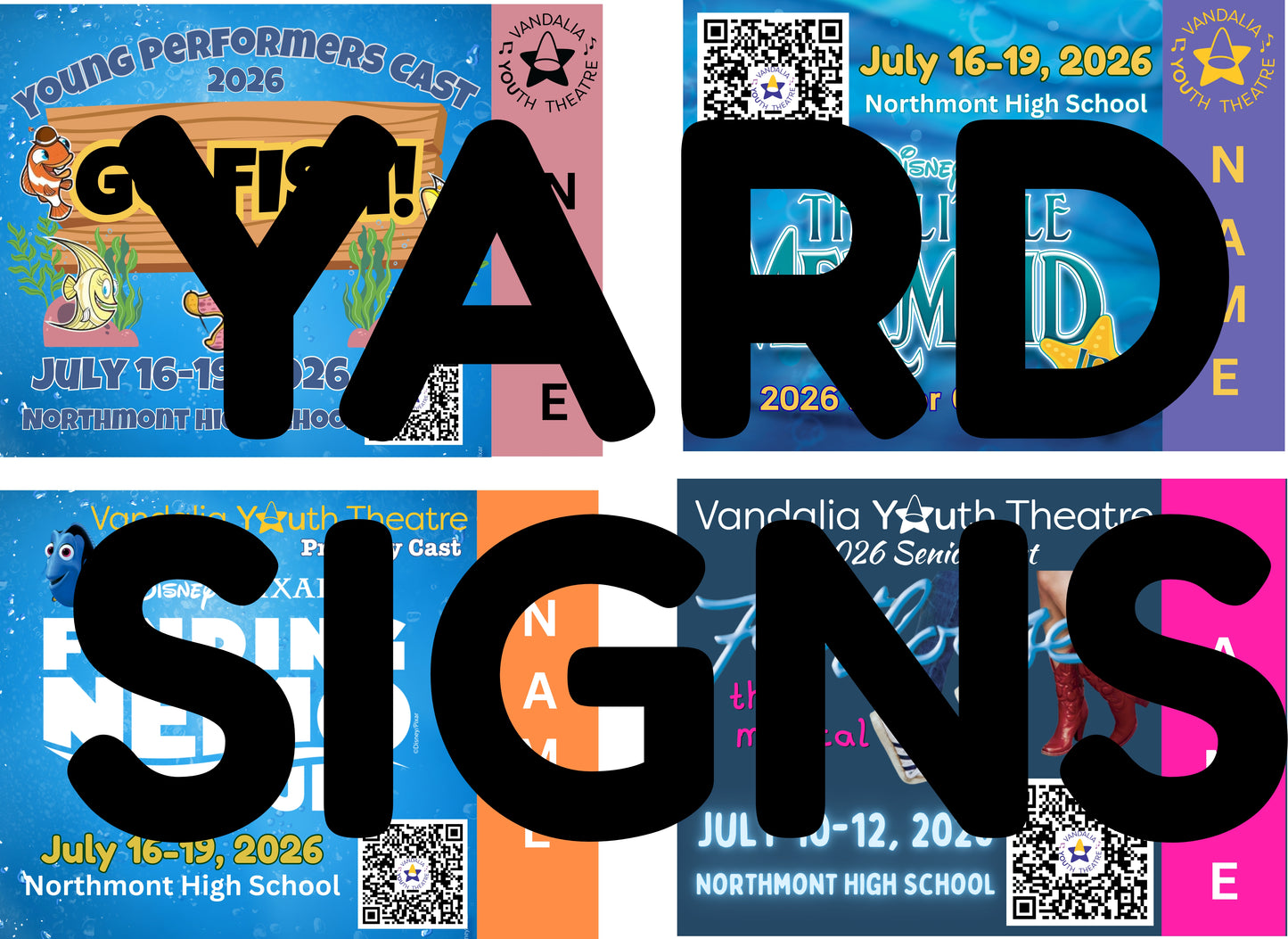 Vandalia Youth Theatre Production Summer 2026 Yard Sign