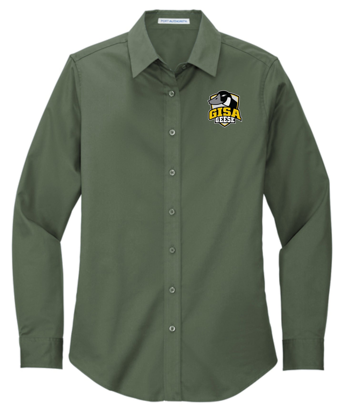 Embroidered GISA Shield LADIES Long Sleeve Dress Shirt - 2 Color Choices