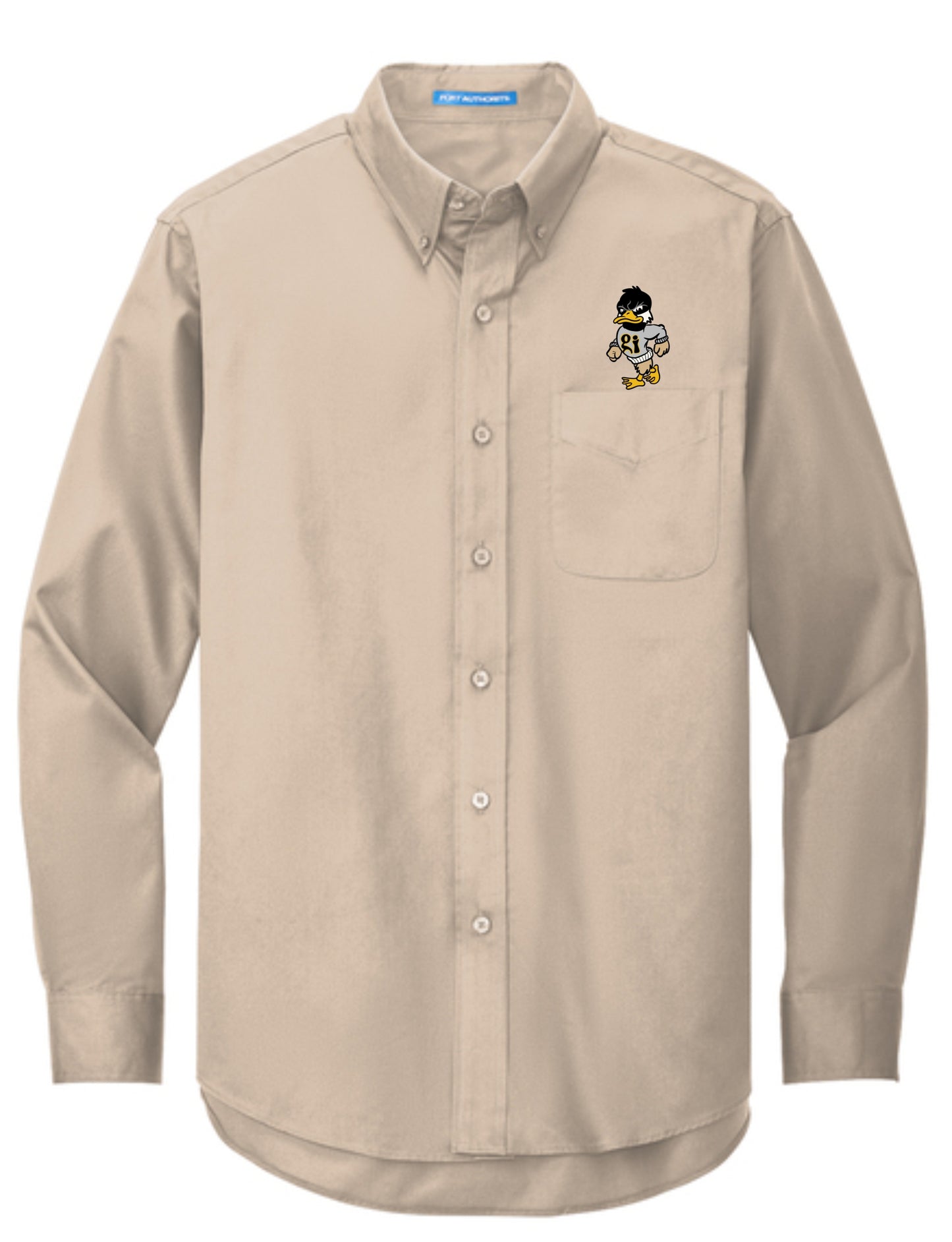 Embroidered Mascot Long Sleeve Dress Shirt - 2 Color Choices