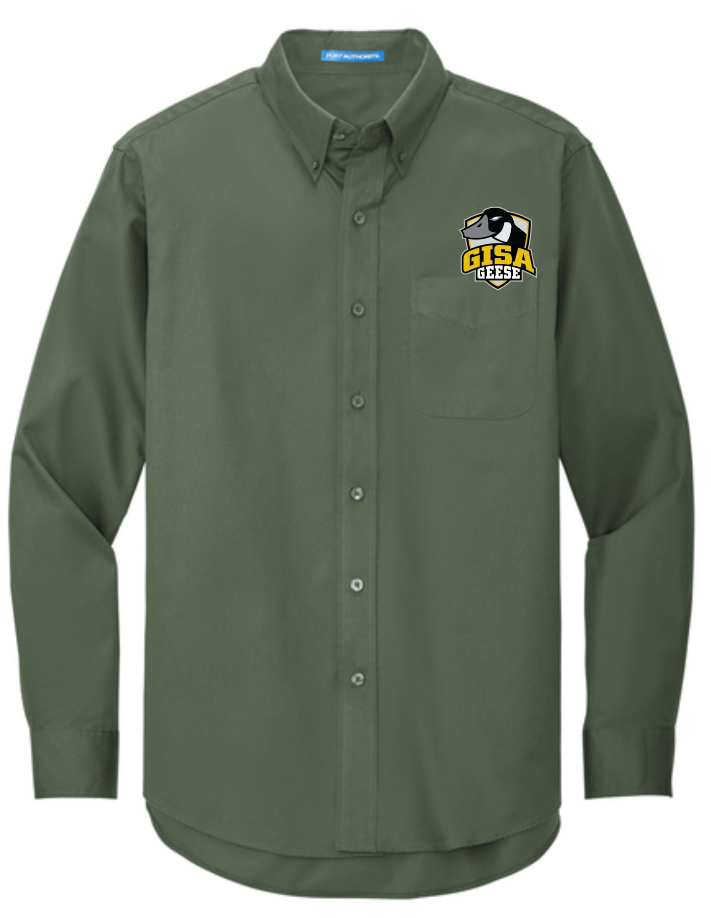 Embroidered GISA Shield Long Sleeve Dress Shirt - 2 Color Choices