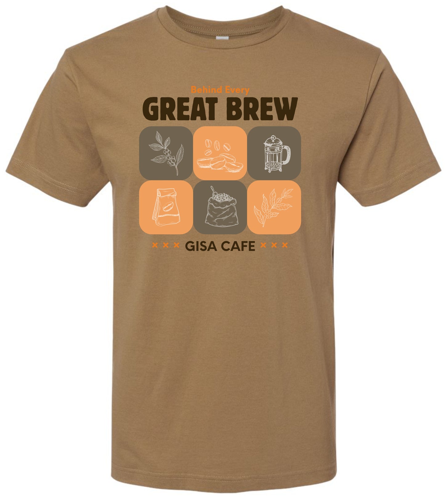 Brew GISA Cafe Tshirt - Coyote Brown