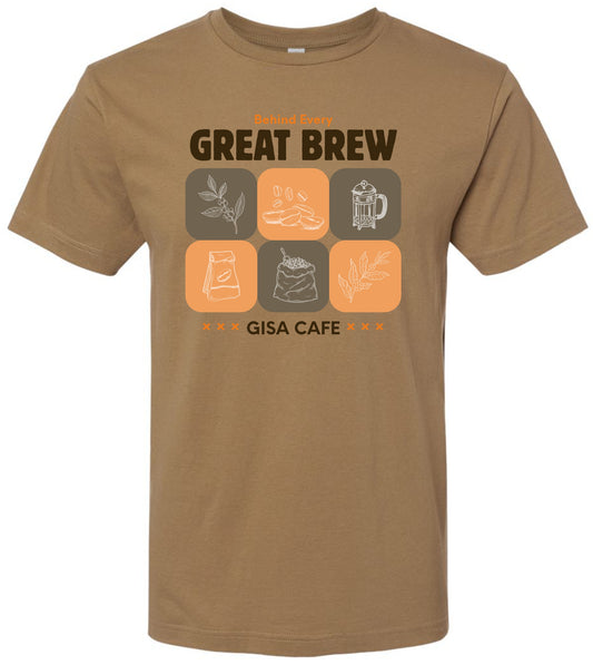 Brew GISA Cafe Tshirt - Coyote Brown