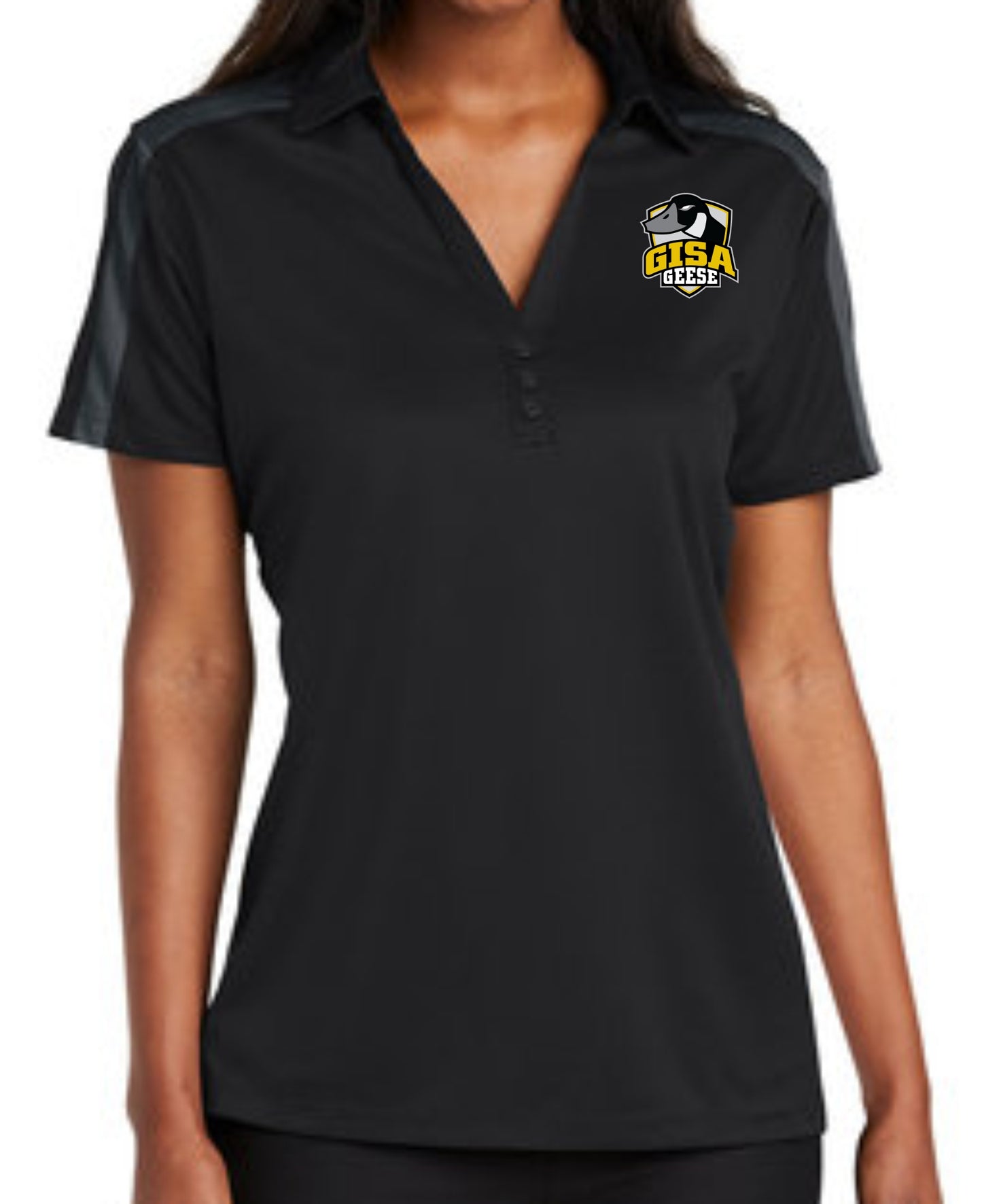 Embroidered GISA Shield Colorblock Stripe Polo - LADIES