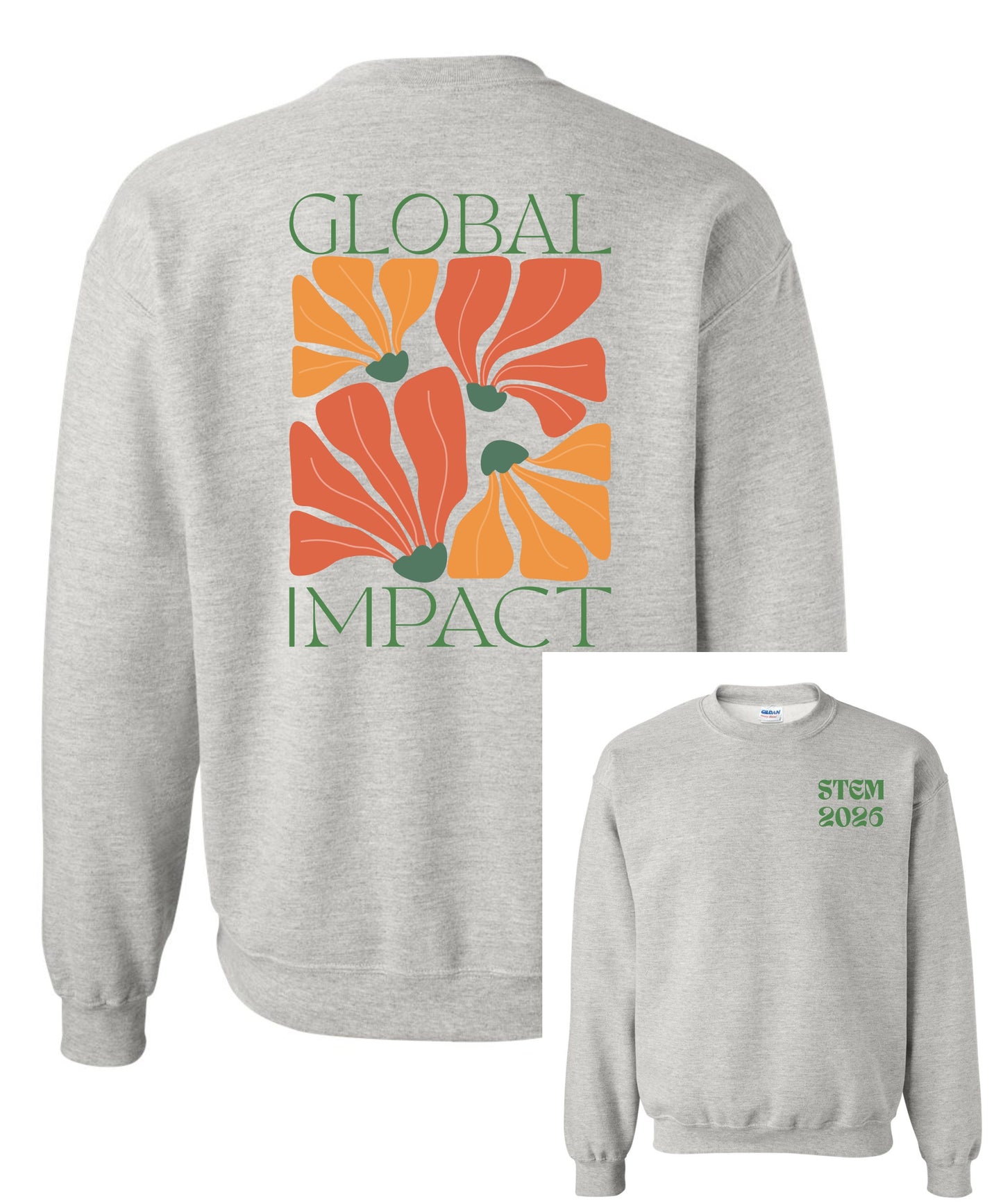 Global Wavy Flower Crewneck - Ash or Black
