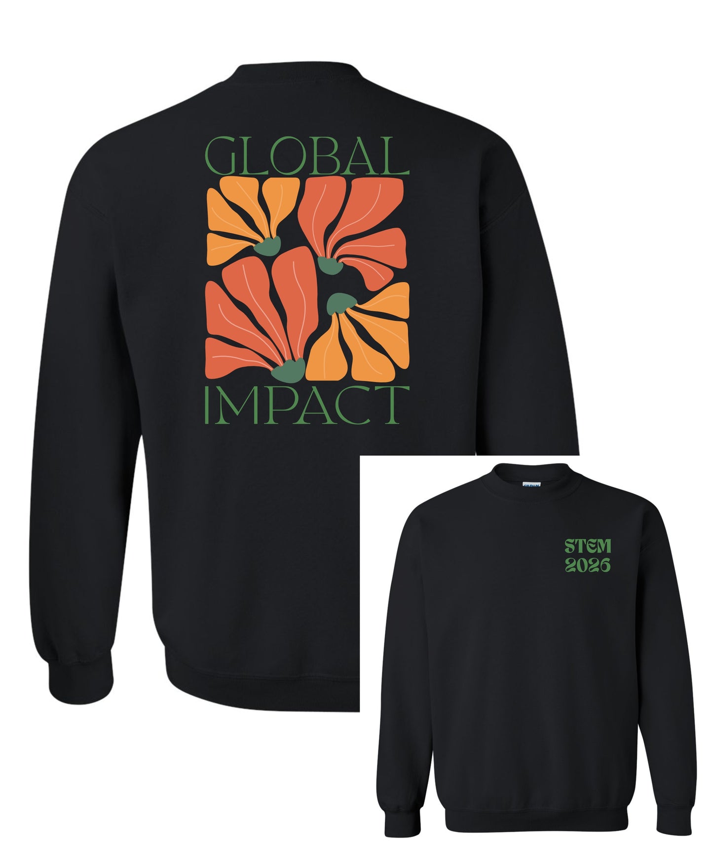 Global Wavy Flower Crewneck - Ash or Black