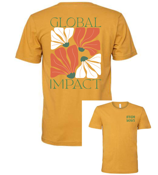 Global Wavy Flower Premium Soft Tshirt - Ash, Black, or Mustard