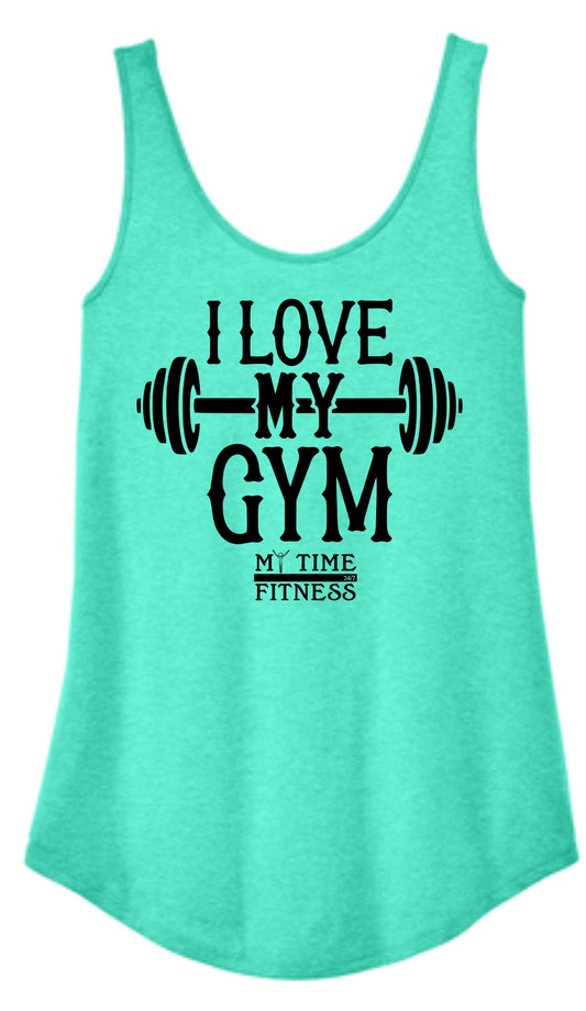 I Love My Gym Ladies Triblend Tank Aqua