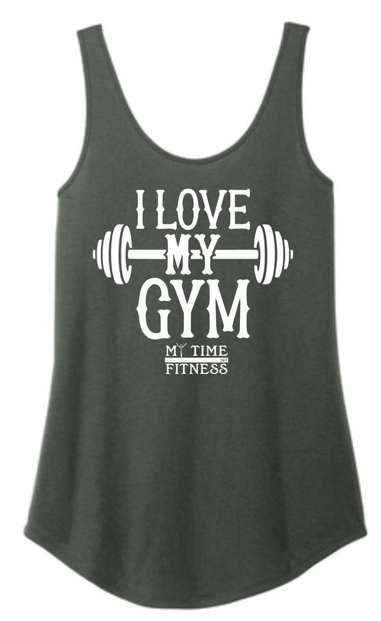 I Love My Gym Ladies Triblend Tank Deep Grey