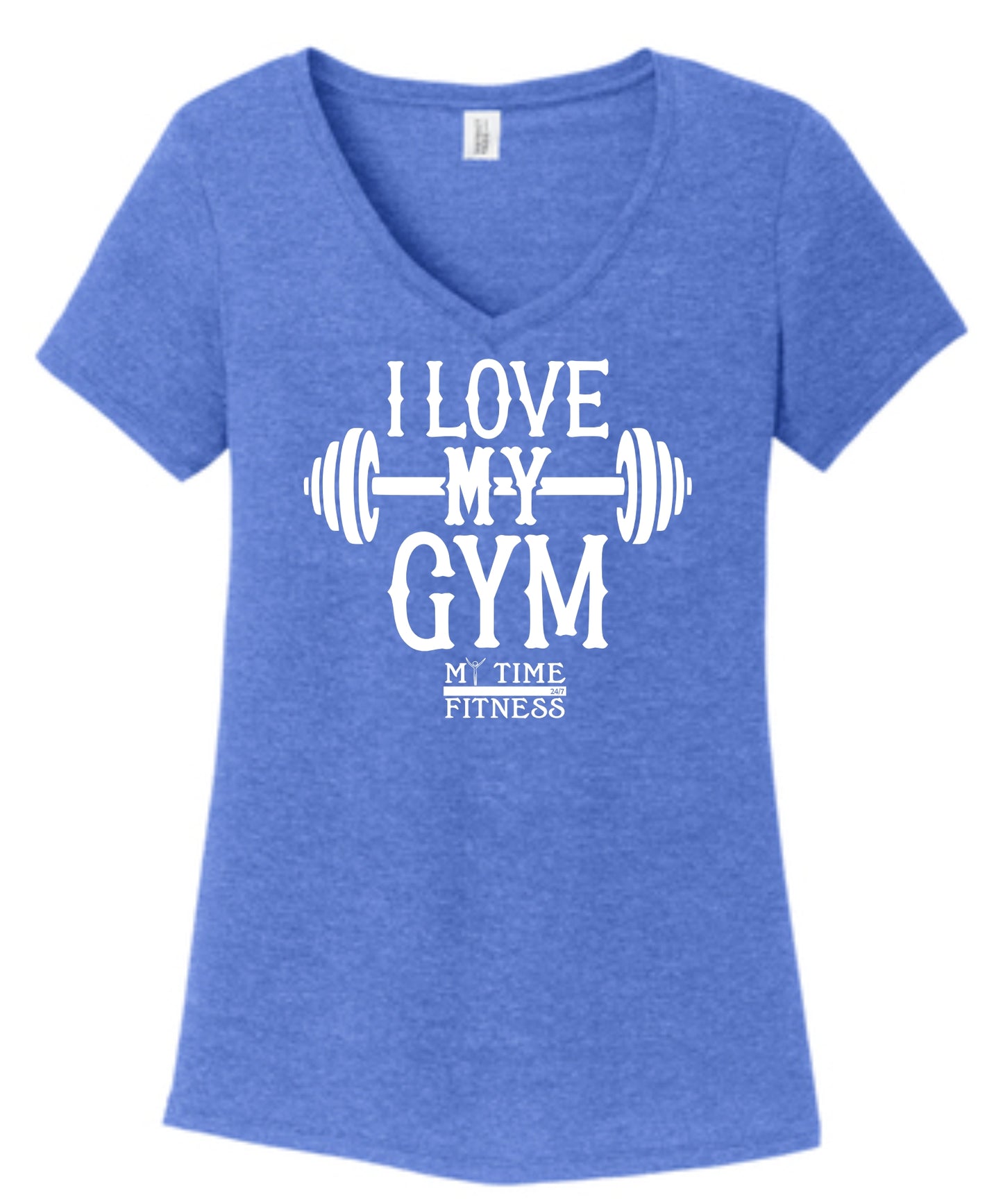 I Love My Gym Triblend Ladies V-neck T-Shirt Royal Frost