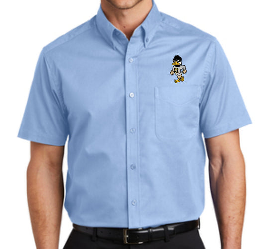 Embroidered Mascot Button Up BLUE