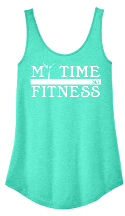 My Time Fitness Ladies Triblend Tank Aqua