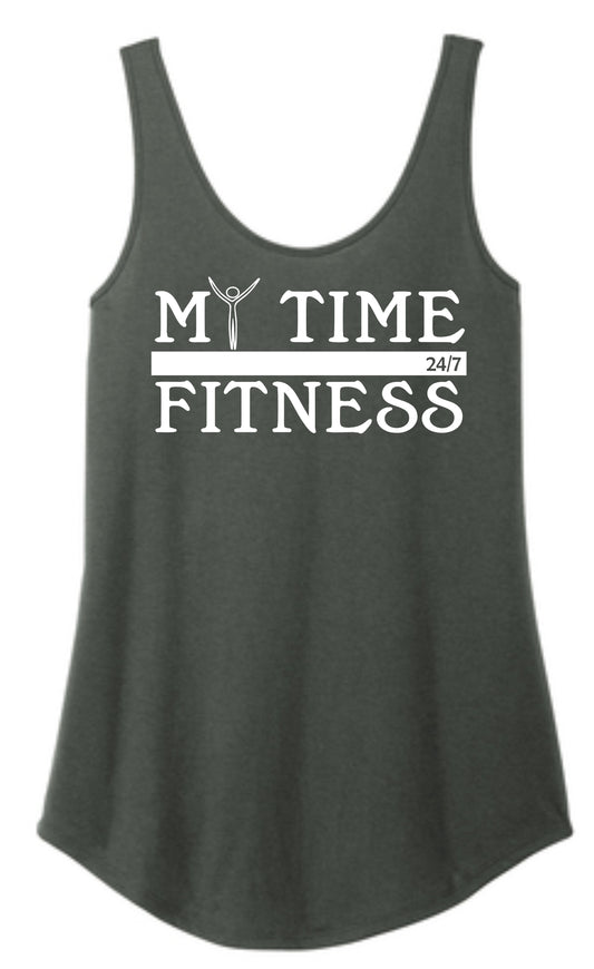 My Time Fitness Ladies Triblend Tank Deep Grey