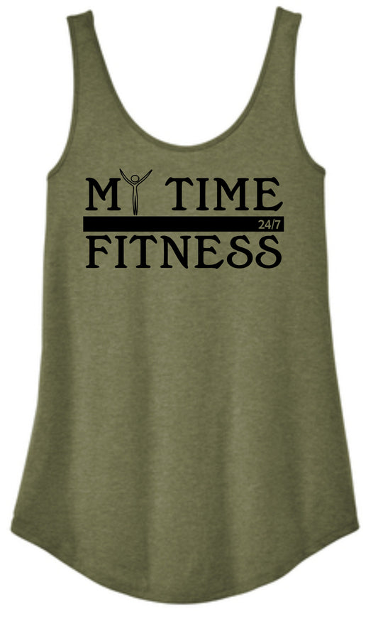 My Time Fitness Ladies Triblend Tank Military Green