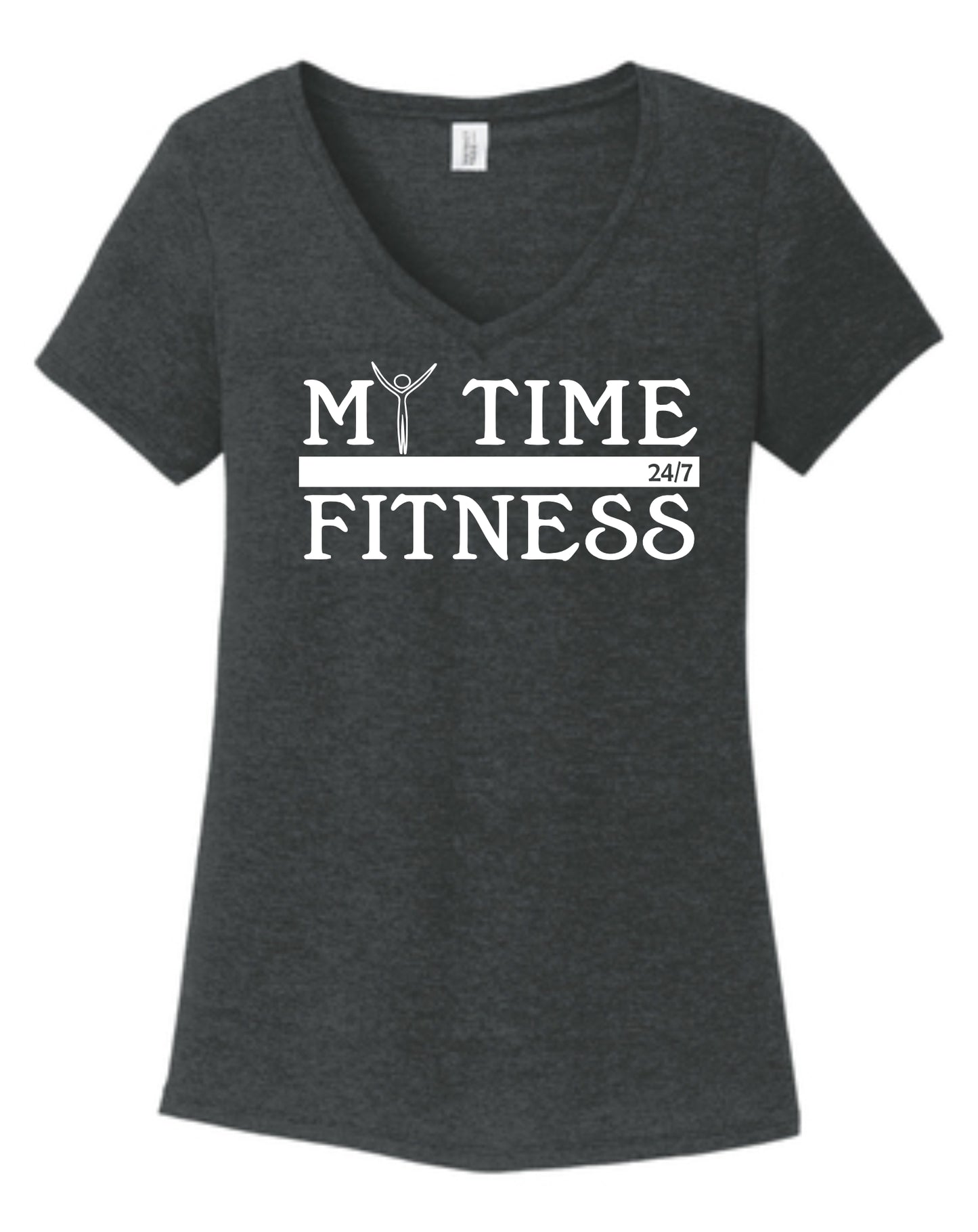 My Time Fitness Triblend Ladies V-neck T-Shirt Black Frost