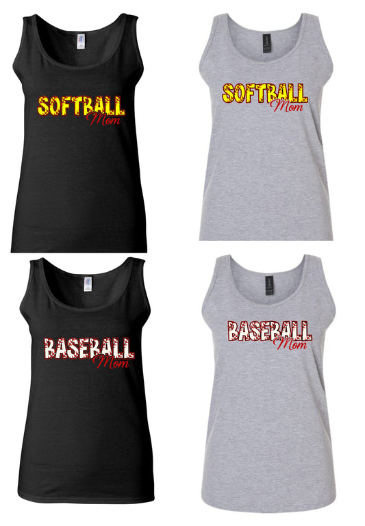 DBSA Baseball Softball MOM Softstyle Tank - Black or Ath Grey