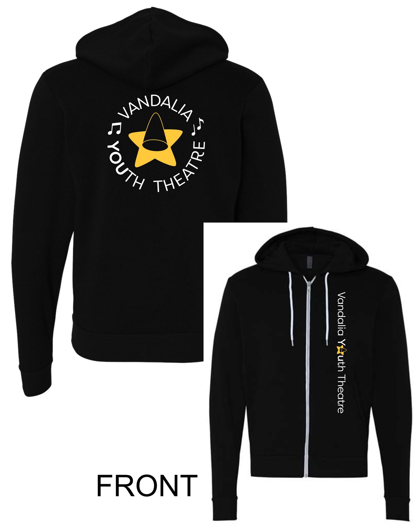 VYT Circle Full Zip Up Hoodie - BLACK