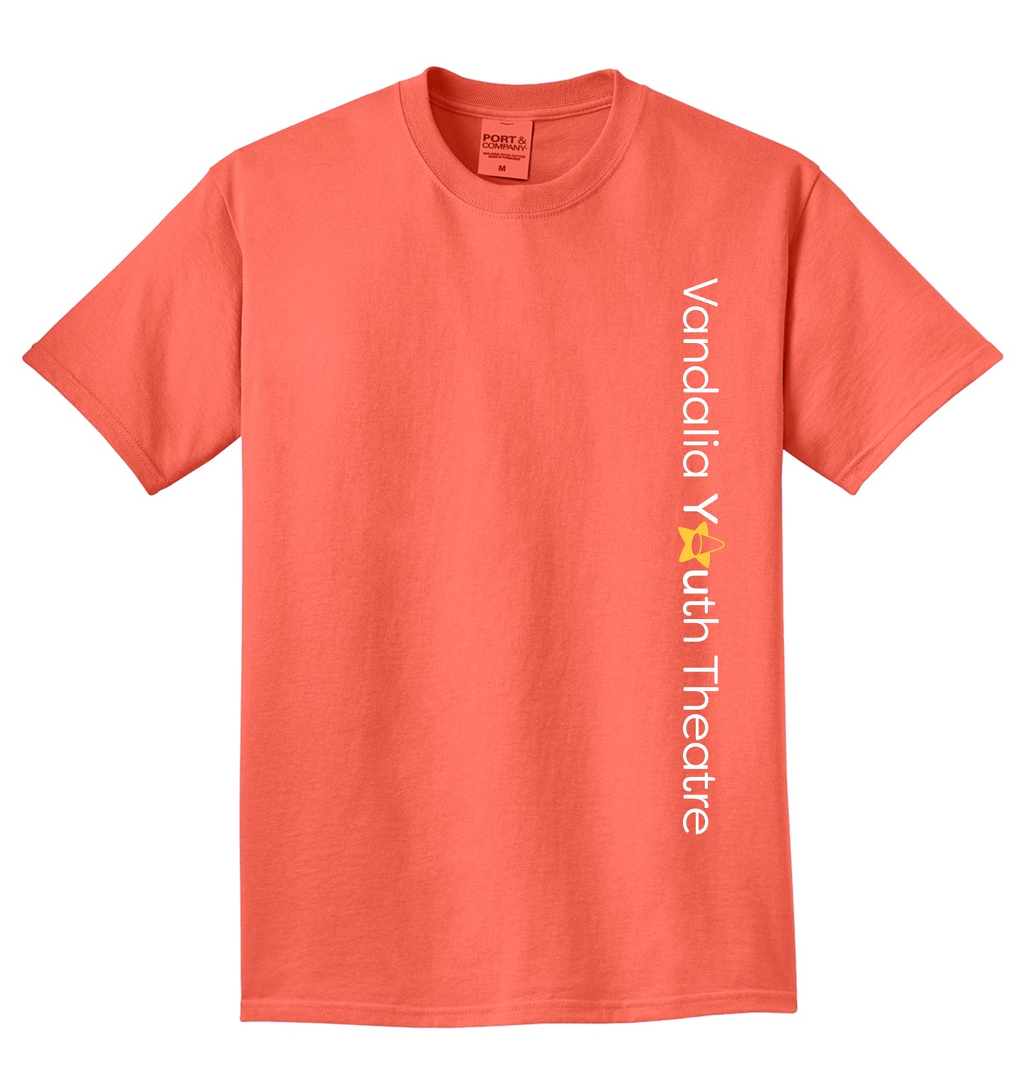 Vandalia Youth Theatre Beach Wash Garment Dyed Tshirt - NEON CORAL