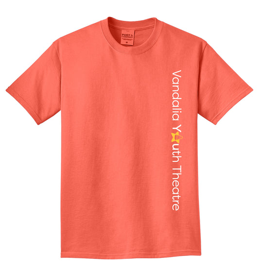 Vandalia Youth Theatre Beach Wash Garment Dyed Tshirt - NEON CORAL