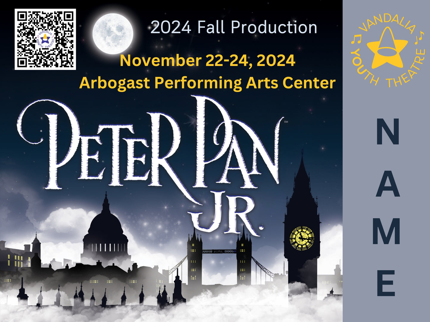 Vandalia Youth Theatre Production Fall 2024 Yard Sign